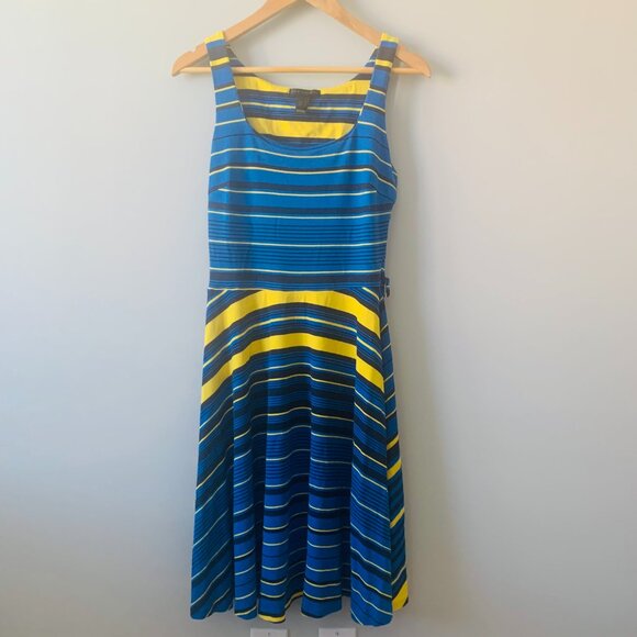 MNG blue and yellow stripe vintage dress size M - Picture 1 of 10